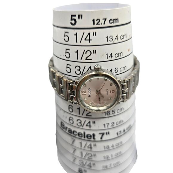 Mudd Watch Womens Quartz Silver Tone Bracelet Stainless Analog 21mm Crystal Dial - Picture 1 of 10